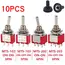 10pcs MTS-102 103 MTS-202 203 Toggle Switch 6A 125VAC On SPDT 6mm Mini Switch DPDT Off Waterproof Cap