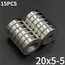 2/5/10/15/30Pcs 20x5-5 Magnet 20mm x 5mm Hole 5mm Round Super Powerful Strong Permanent Magnetic Disc