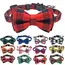 Pet Breakaway Cat Collar Bow Tie and Bell Cute Plaid Christmas Red Elastic Adjustable Dog Collar With Sash Small Bell For Cats