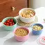 3pcs Wheat Straw Fresh-Keeping Bowl Three-Piece Set with Lid for Home Microwaveable Plastic Round Lunch Box