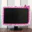 Lace Fabric Computer Frame Cover Monitor Screen Dust Cover With Elastic Pen Pocket Bow Home Decorations