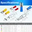 60/80pcs Male Female Insulated Spade Connector, 6.3mm 1/4' 22-16/16-14/12-10 AWG Electrical Quick Disconnect Wire Connectors