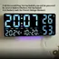 Large Digital Wall Clock with 7Colors Mood Light 2 Alarm TEMP Humidity Date Table Clock 12/24H Timing Countdown LED Alarm Clock