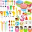 Mini Fruit Forks For Children Kids Cute Animal Food Picks Snack Toothpicks With Vegetable Cutter Set Silicone Lunch Box Dividers