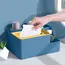 6-Section Desk Organizer - Multifunctional Tissue Box with Remote Holder, Plastic Storage for Living Room, Kitchen & Office