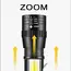Portable Rechargeable LED Flashlight with Pen Clip Zoomable Waterproof Torch with Side Light Outdoor Camping Emergency Lantern