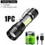 Portable Rechargeable LED Flashlight with Pen Clip Zoomable Waterproof Torch with Side Light Outdoor Camping Emergency Lantern