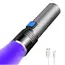 USB Rechargeable 365nm UV Flashlight Aluminum Portable Ultraviolet Light Torch Black Light Pet Urine Detector Black Flashlights