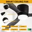 IRALAN Low Floor 52inch Ceiling Fan Modern Bedroom LED Fan Light Dining Living Room Ceiling Lamp Fan  Household Electric Fan