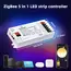 DOMRAEM Zigbee 3.0 5 in 1 LED Strip Controller DIMMER CCT RGB RGBW RGBCCT PWM Compatible with HU*E SmartThings APP Voice 20A Max