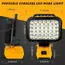 Cordless LED Work Light for DeWalt 20V Battery, 60W 6000LM Jobsite Flood Lights, Portable Outdoor Flashlight Dual USB Charging
