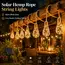 Solar String Lights Hemp Rope Edison Bulb Fairy Lights 4M/6M/8M Warm White for Garden Patio Pergola Wedding Christmas Decor