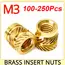 100-250pcs M3 Insert Brass Nut Hot Melt Knurled Thread Heat Embedment Copper Nuts Embed Pressed Fit for 3D Printer Plastic Case