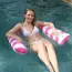 Striped Inflatable Water Hammock Float, Multi-Purpose Mesh Pool Lounger, Foldable Floating Bed, Beach and Summer Water Party Use