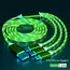 Glowing LED Light USB 3 IN 1 cable Phone Fast Charging Charger Luminous Type C Cable For Xiaomi iPhone Phone Accessories