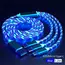 Glowing LED Light USB 3 IN 1 cable Phone Fast Charging Charger Luminous Type C Cable For Xiaomi iPhone Phone Accessories