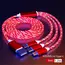 Glowing LED Light USB 3 IN 1 cable Phone Fast Charging Charger Luminous Type C Cable For Xiaomi iPhone Phone Accessories