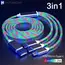 Glowing LED Light USB 3 IN 1 cable Phone Fast Charging Charger Luminous Type C Cable For Xiaomi iPhone Phone Accessories
