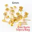 50-100pcs/lot Gold Stainless Steel Earring Studs Blank Post Base Pins With Earring Plug Findings Ear Back For DIY Jewelry Making