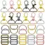 15 Pack Swivel Clasp D Ring and Slider Clasp Set Lanyard Snap Hook Keychain Clip Hook D Keychain Ring Lobster Claw Clasp