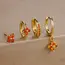 4pcs Fashion Cubic Zirconia Flower Hoop Earrings Set 18K Gold Plated Stainless Steel Stud Earring Piercing Jewelry aretes mujer