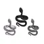 3pcs Ring Set For Both Men And Women Hip Hop Style Personalized Exaggerated Snake Retro Electrophoresis Gun Black Ring