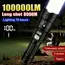 100000LM Super Bright Flashlight Rechargeable LED Torch Long Range Tactical Lamp for Outdoor Waterproof Camping Fishing Lantern