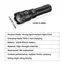 Tactical LED Flashlight 2000LM USB Rechargeable Waterproof Grade Zoom Torch Bright Portable Emergency Light for Camping Outdoor
