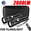 Tactical LED Flashlight 2000LM USB Rechargeable Waterproof Grade Zoom Torch Bright Portable Emergency Light for Camping Outdoor