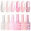 Venalisa Color Nail Gel Polish Kit  Jelly Pink Semi-transparent HEMA FREE Self Leveling Nude Natural Pink Nail Manicure Set