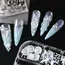 6Grids Pearlescent Shell Nail Charms Mini White Starfish, Shells, Pearl Design Ice-Clear Aurora Ocean Series Nail Rhinestones