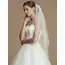 2 Tiers Bride Wedding Veil Short Fingertip Bridal Tulle Veil with Comb and Cut Edge