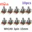 10PCS WH148 15mm 3pin Linear Potentiometer With Nuts And Washers 1K 2K 5K 10K 20K 50K 100K 250K 1M Potentiometers Kit