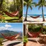 Double Hammock 2 Person Canvas Cotton Hammock with Tree Straps for Patio Garden Backyard Outdoor and Indoor (Red, Blue)