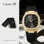 TOMI 2026 New Fashion Men's Quartz Watch Simple Square Dial Rubber Strap Waterproof Analog Wristwatch