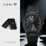 TOMI 2026 New Fashion Men's Quartz Watch Simple Square Dial Rubber Strap Waterproof Analog Wristwatch