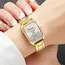 2PCS Fashion Rectangle Women Quartz Watch Rhinestone Bracelet Set Elegant Ladies Wristwatches Relogio Feminino（Without Box）