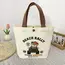 Bear Shape Canvas Tote Bag For Women Cute Mini Handheld Lunch Bag Student School Bag Gift Bag