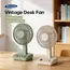 KINSCOTER Vintage Desktop Fan 2000mAh 90° Tilt Adjustable Mini Rechargeable Fan 5 Gear Speed for Home/Office/Student/Gift